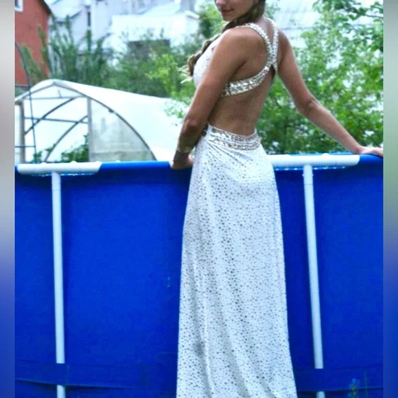 princess polly baby blue dress Handmade | Dresses | White With Gold Prom Dress